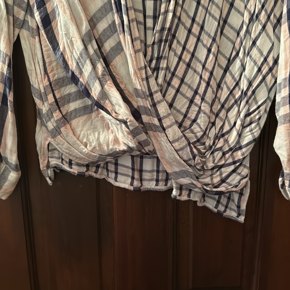 Krazy Kat Plaid Wrapped Draped Top - Picture 6 of 9